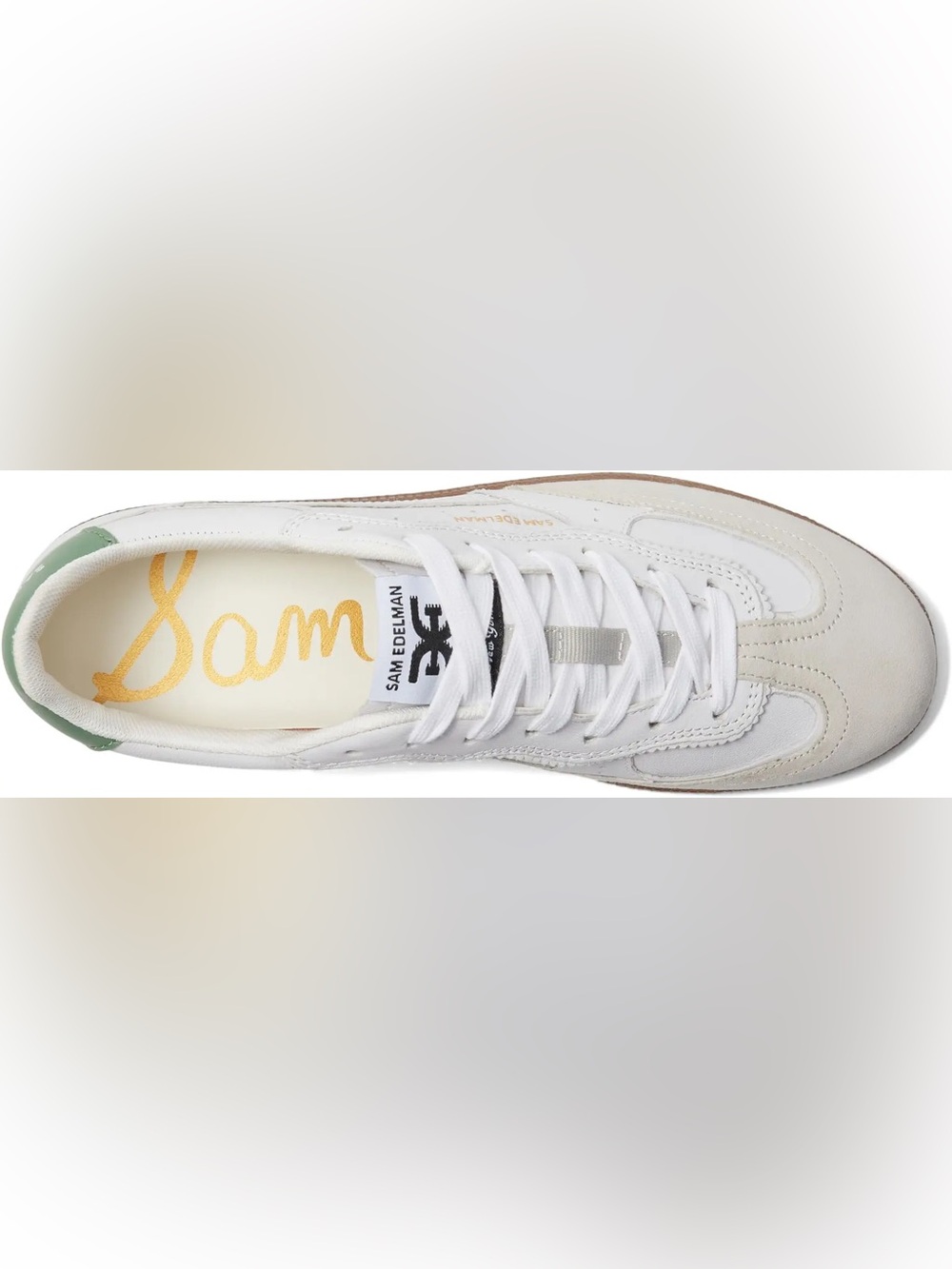 Sam Edelman White & Green Kallen Skater Sneaker Like New in Box! 9.5M Round Toe - Picture 3 of 16